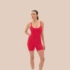 Seamless short jumpsuit in red