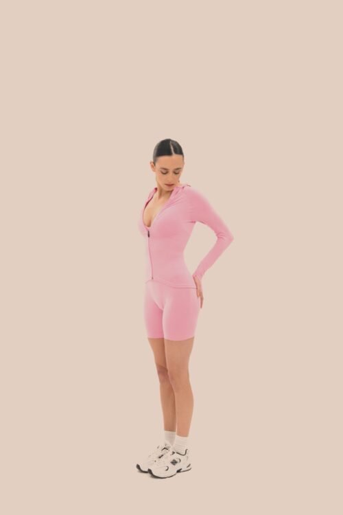 Hooded jacket in baby pink