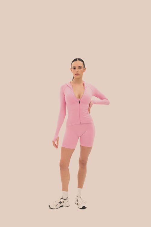 Hooded jacket in baby pink