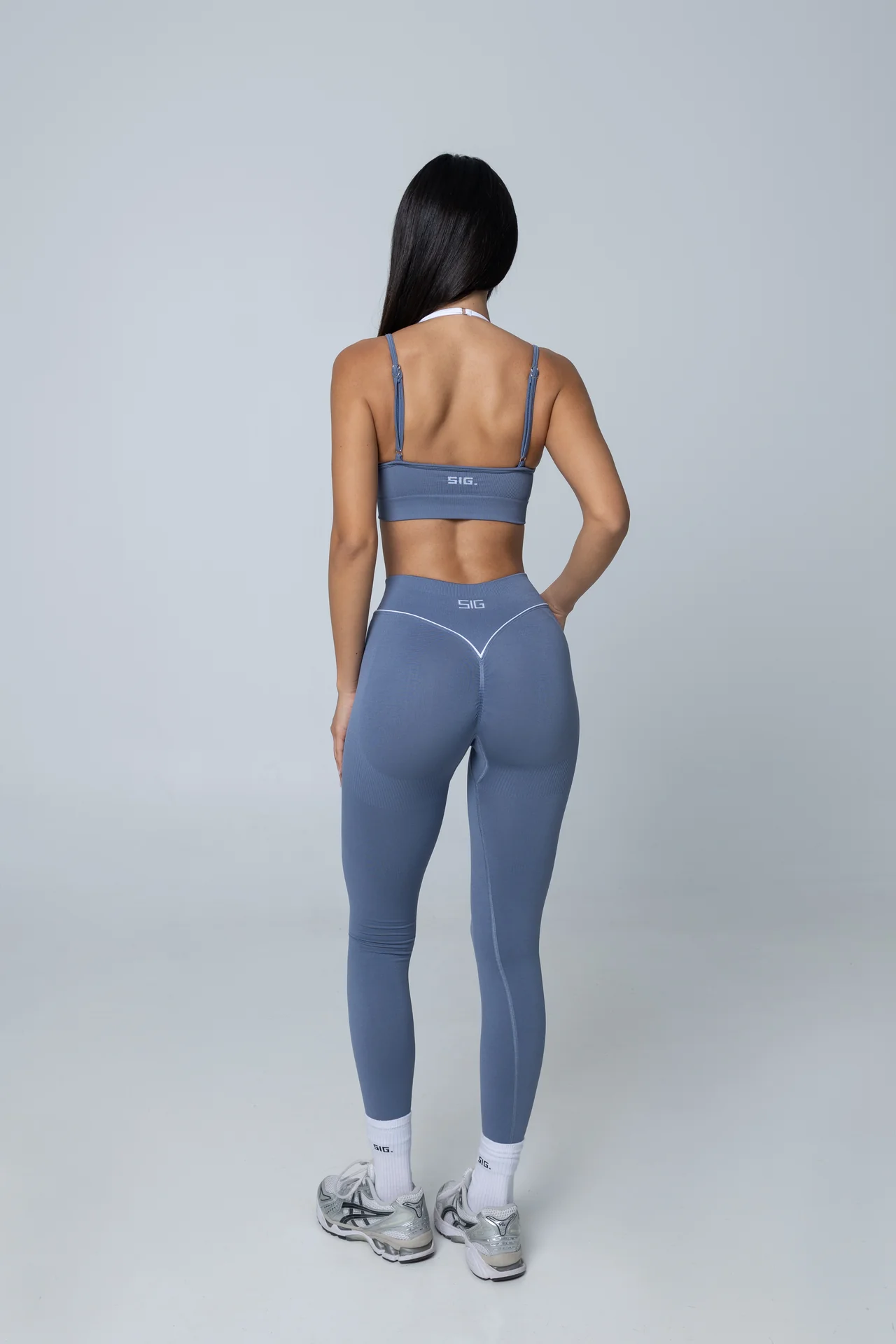 V-Line Legging - Dusty blue/white - Image 5