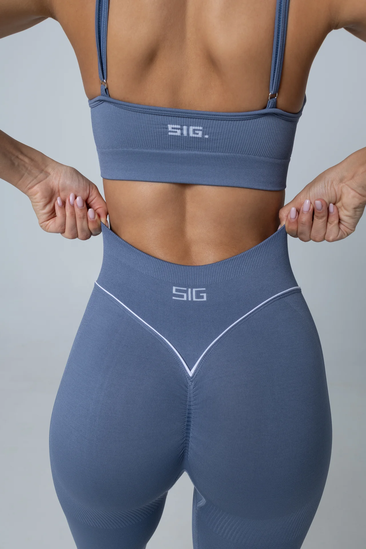 V-Line Legging - Dusty blue/white - Image 6