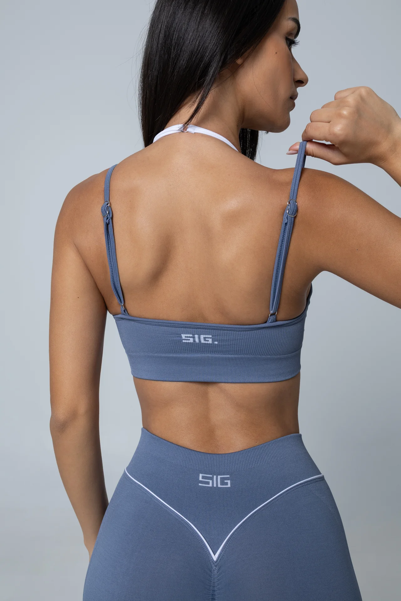 Double Layer Bra - Dusty blue/white - Image 3