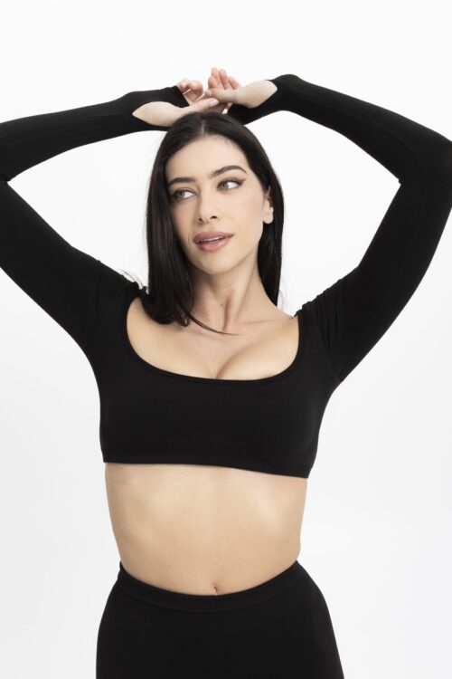 Long Sleeve Crop - Black - Image 4