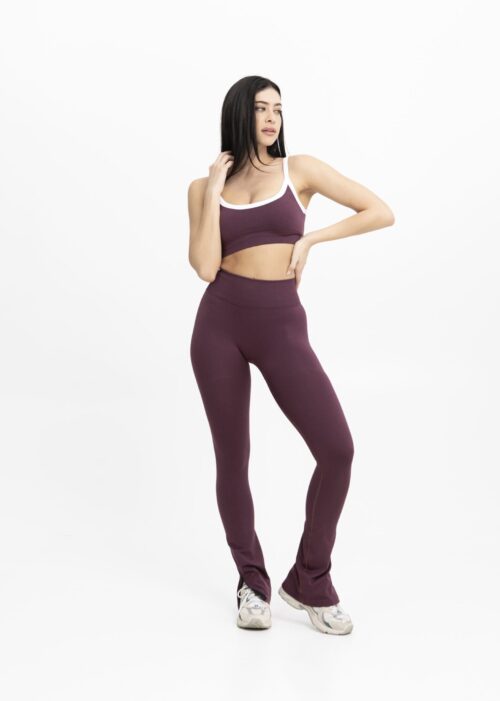 Scrunch flared leggings - Mauve Wine